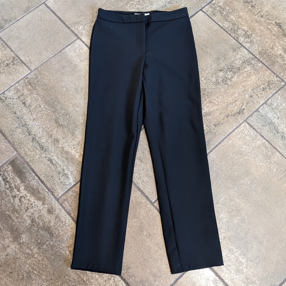 Calvin Klein Slim Straight Leg Dressy Work Chic Classic Trousers Size 2 Black